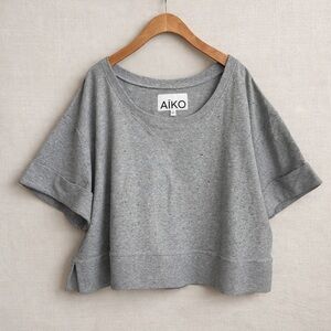AÏKO Studded Sweatshirt Grey Embellished Boxy Pullover Top